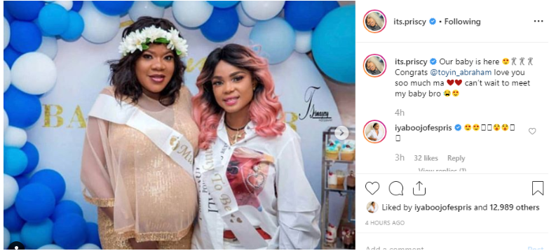 Toyin Abraham welcomes baby boy with her husband, Kolawole Ajeyemi