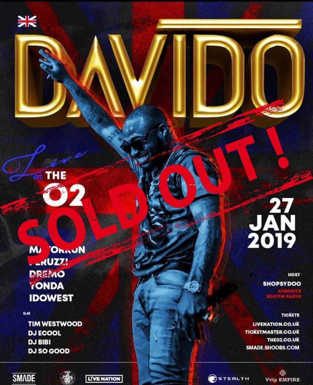 UK Media, Guardian also say Davido's 02 Arena concert wasn't 'sold out'