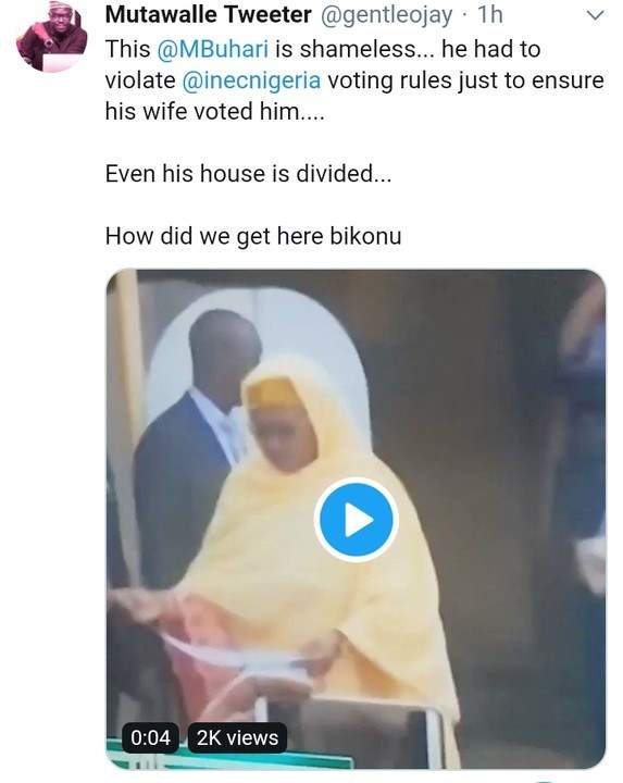 President Buhari Checking Who His Wife, Aisha, Voted For? (Photos + Video)