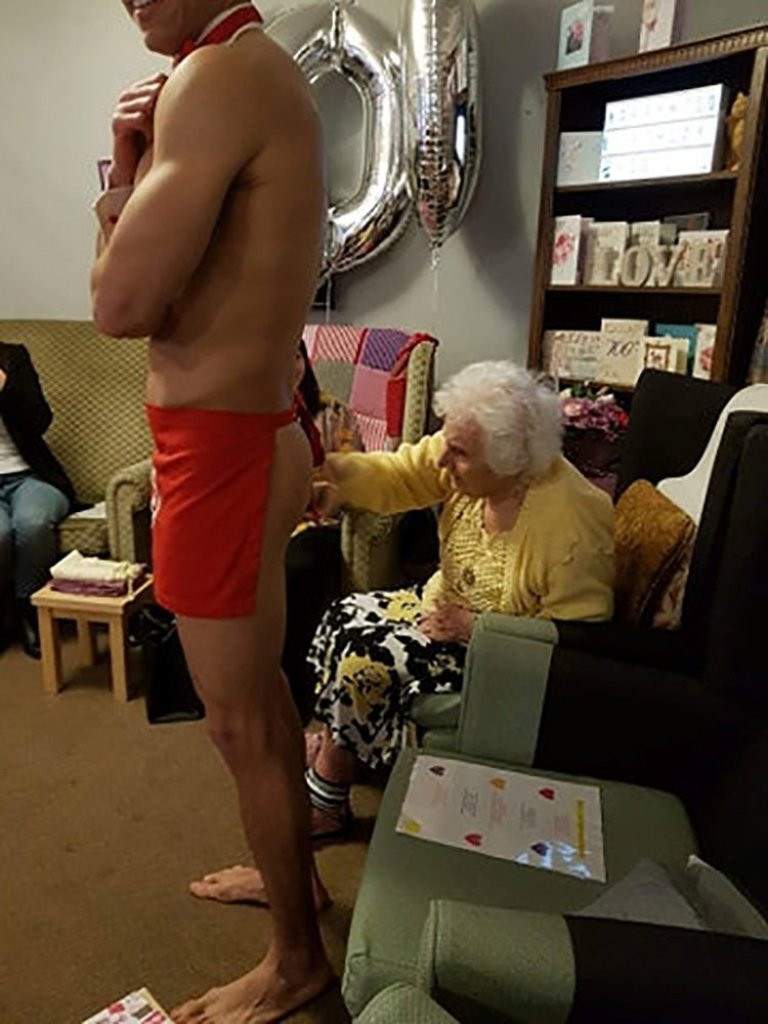 Great-great-grandmother treated to naked men for her 100th birthday party (Explicit photos)