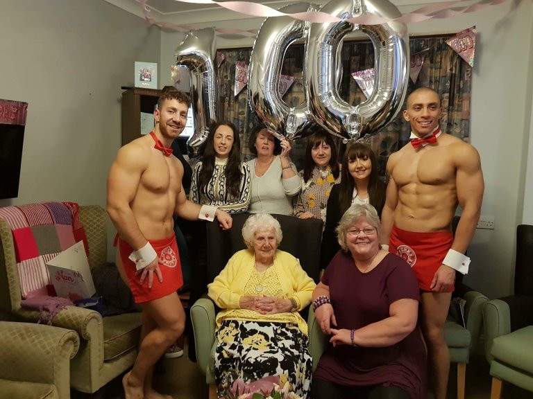 Great-great-grandmother treated to naked men for her 100th birthday party (Explicit photos)