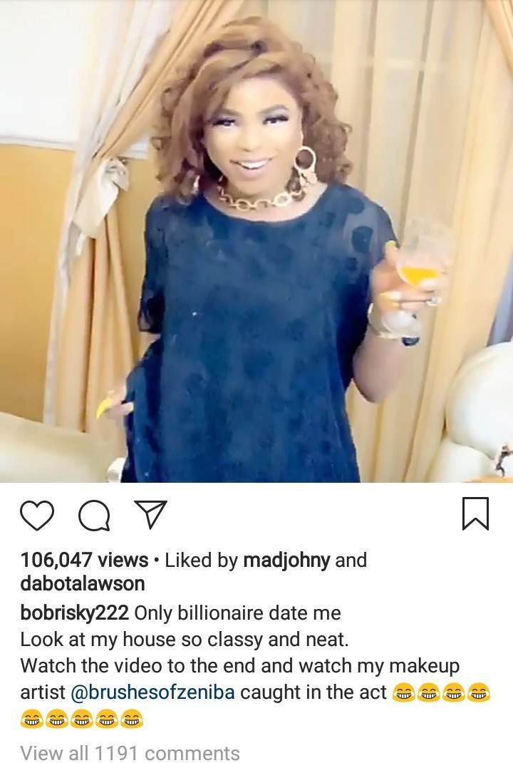 'Only billionaires date me' - Bobrisky