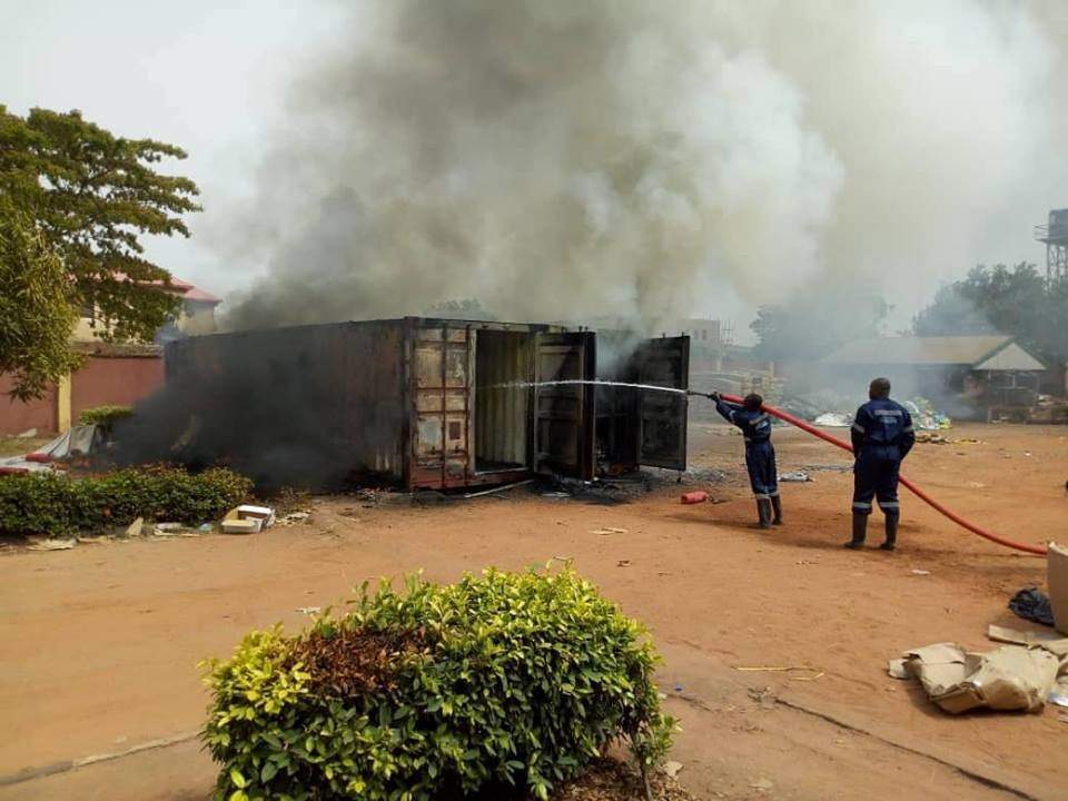 Fire guts containers carrying card readers for Saturday's election in Anambra (Photos)