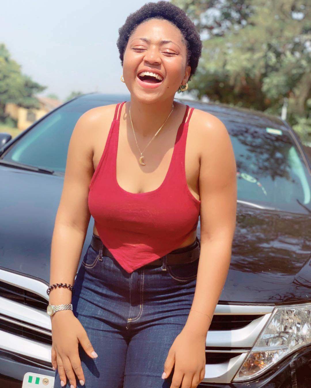 'No hating, let love lead' - Regina Daniels writes as she goes braless in new photos