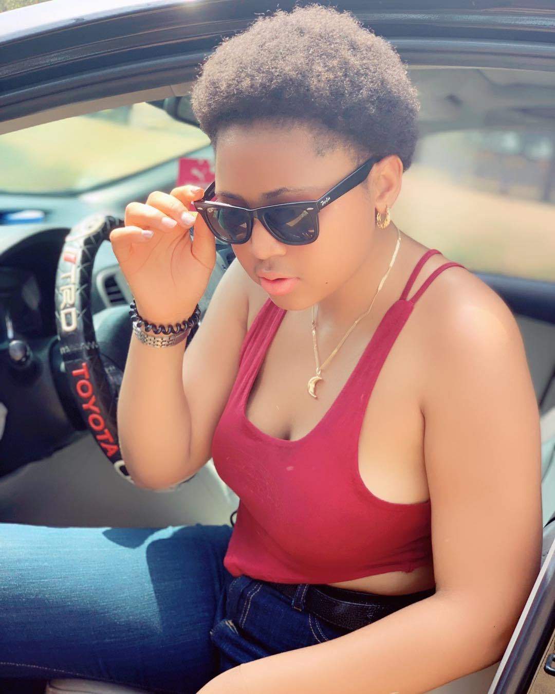 'No hating, let love lead' - Regina Daniels writes as she goes braless in new photos