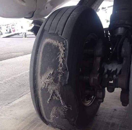 Alariwo of Africa shares poor state of a commercial plane's tyre in Nigeria