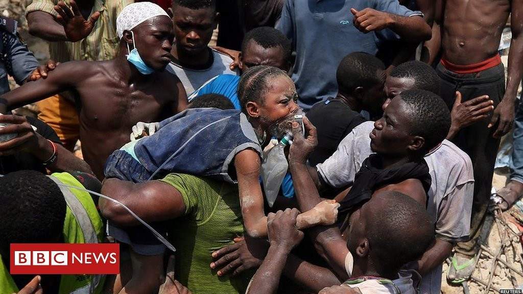 More photos from the rescue operation at the scene of the Lagos school building collapse