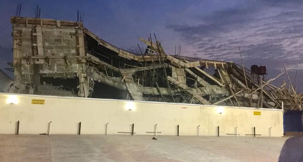 An Uncompleted Hotel Building Collapses In Delta State