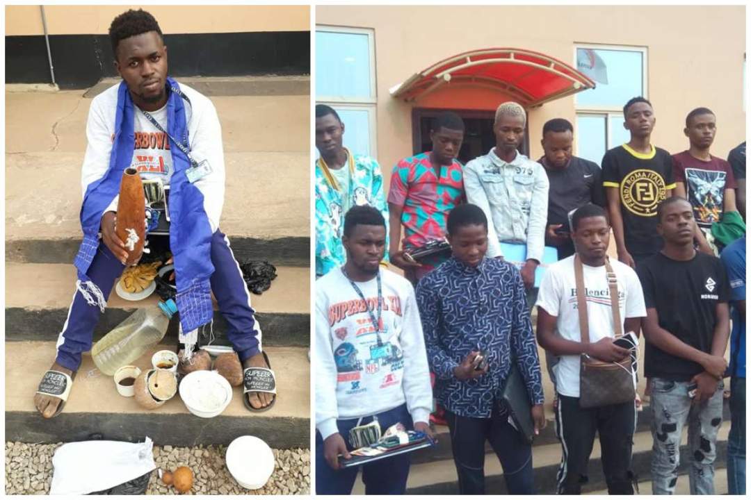 14 internet fraudsters arrested in Ibadan, fetish items recovered (Photos)