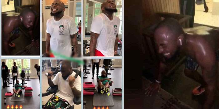 Davido hits the gym in a bid to get six packs, trains hard (Video)