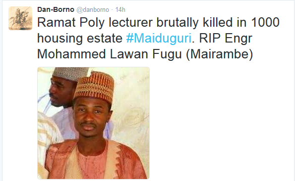Pictured! Ramat Polytechnic Lecturer Murdered In Maiduguri