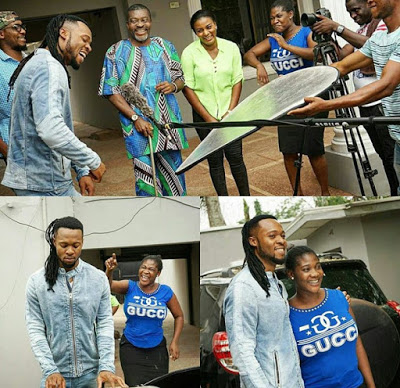 Photos: Flavour Pictured On Set With Nollywood Acts