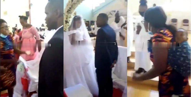 Bride In Tears As Lady Storms Wedding With Her Children, Claims She Is Already Married To The Groom With Kids (Video)