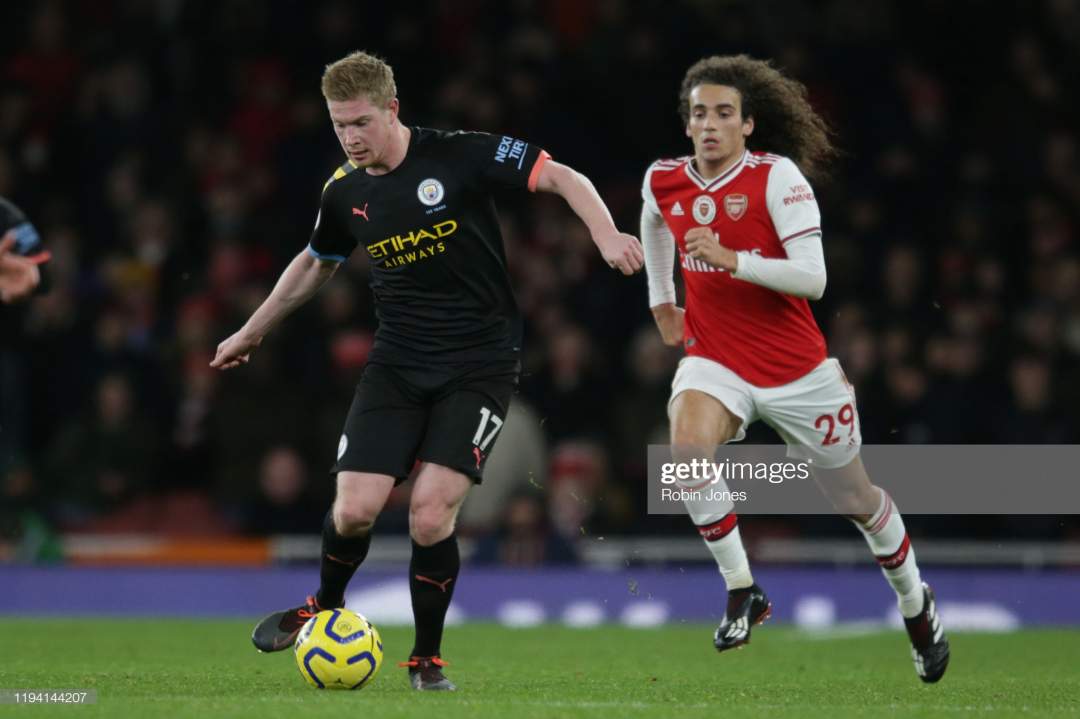 Arsenal set worst EPL record as De Bryne scores 2 goals to help Man city demolish Gunners 3-0 at Emirates