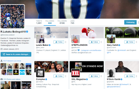 Romelu Lukaku follows a number of Chelsea players on Twitter ahead of proposed £80m transfer