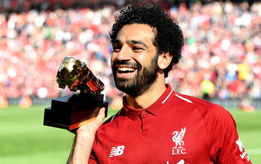 Mohamed Salah celebrates beating Harry Kane to Premier League Golden Boot