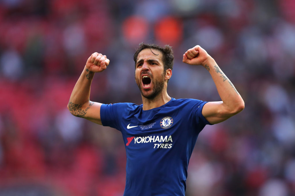 Chelsea star Cesc Fabregas celebrates Antonio Conte's sacking