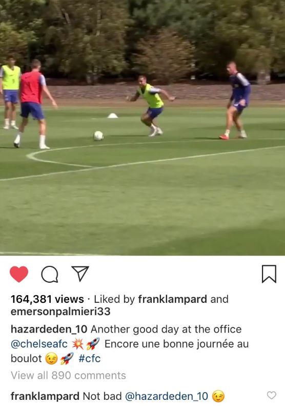 Eden Hazard scores screamer in training ahead of Arsenal clash - and Frank Lampard approves