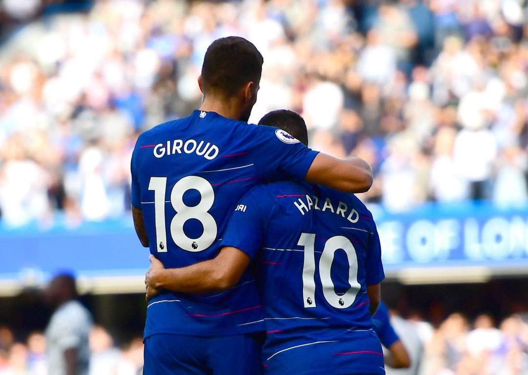 Eden Hazard ignores teammates Romelu Lukaku and Alvaro Morata by hailing Olivier Giroud as world's best target man