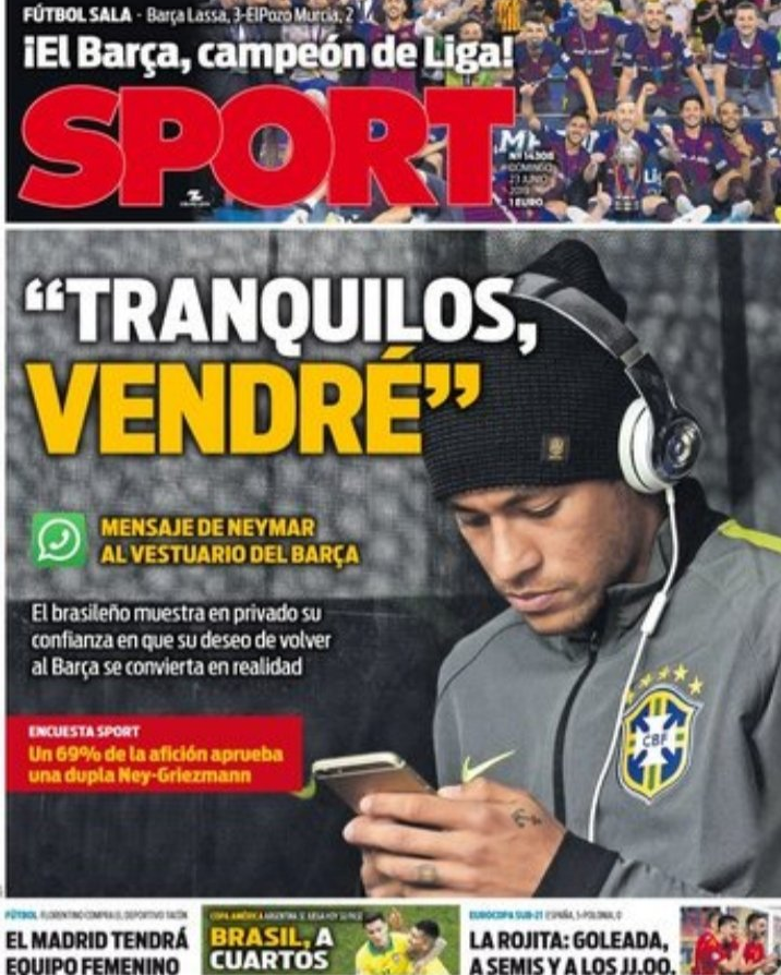 'Don't worry, I am coming' - Neymar sends WhatsApp message to Barcelona dressing room