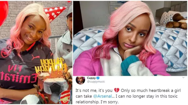 DJ Cuppy finally quits being Arsenal fan after 6 years (video)