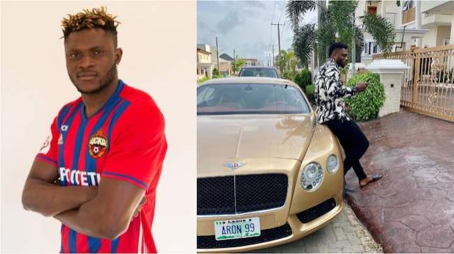 Super Eagles star flashes his gold coloured automatic Bentley Continental GT worth N38m (photo)