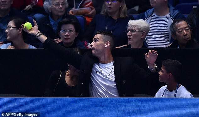 Ronaldo shows he can make a good goalkeeper as he takes babymama Rodriguez to watch tennis (photos)