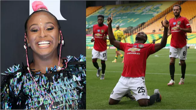 DJ Cuppy dumps Arsenal for Man United after Ighalo scores in epic FA Cup clash against Norwich