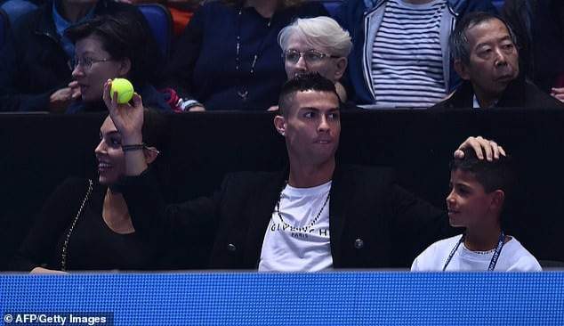 Ronaldo shows he can make a good goalkeeper as he takes babymama Rodriguez to watch tennis (photos)