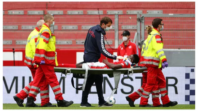 Nigerian on loan Liverpool striker hospitalized after nasty injury in Bundesliga game