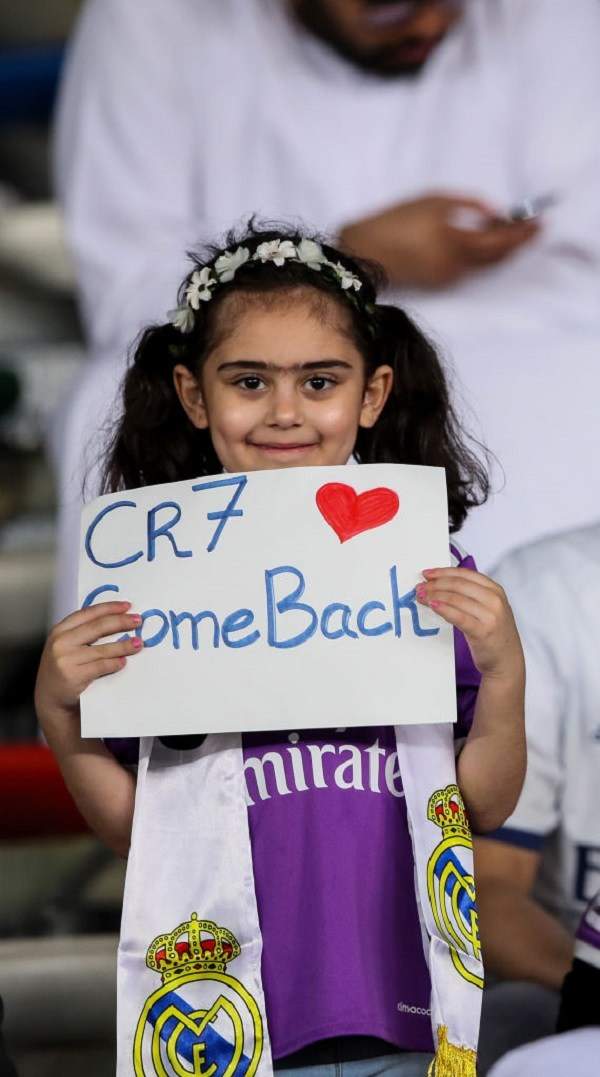 Checkout how a young Real Madrid fan requested for Ronaldo's return during FIFA Club World Cup (photo)