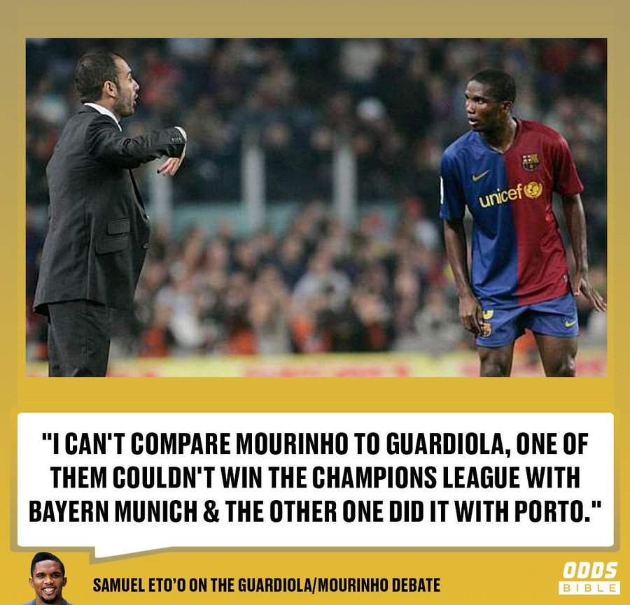 Eto'o reveals who is the better manager between Mourinho and Guardiola