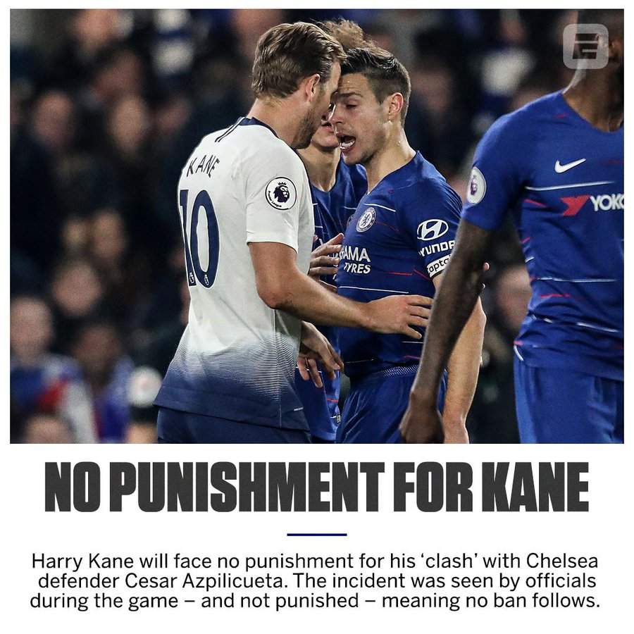 FA decides on what to do to Kane after headbutt incident against Chelsea star Azpilicueta