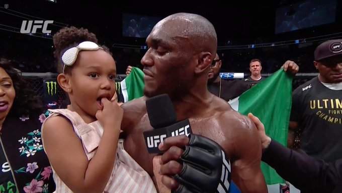 Nigerian wrestler makes history in America as he becomes first African to win UFC title (Photos)