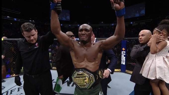 Nigerian wrestler makes history in America as he becomes first African to win UFC title (Photos)