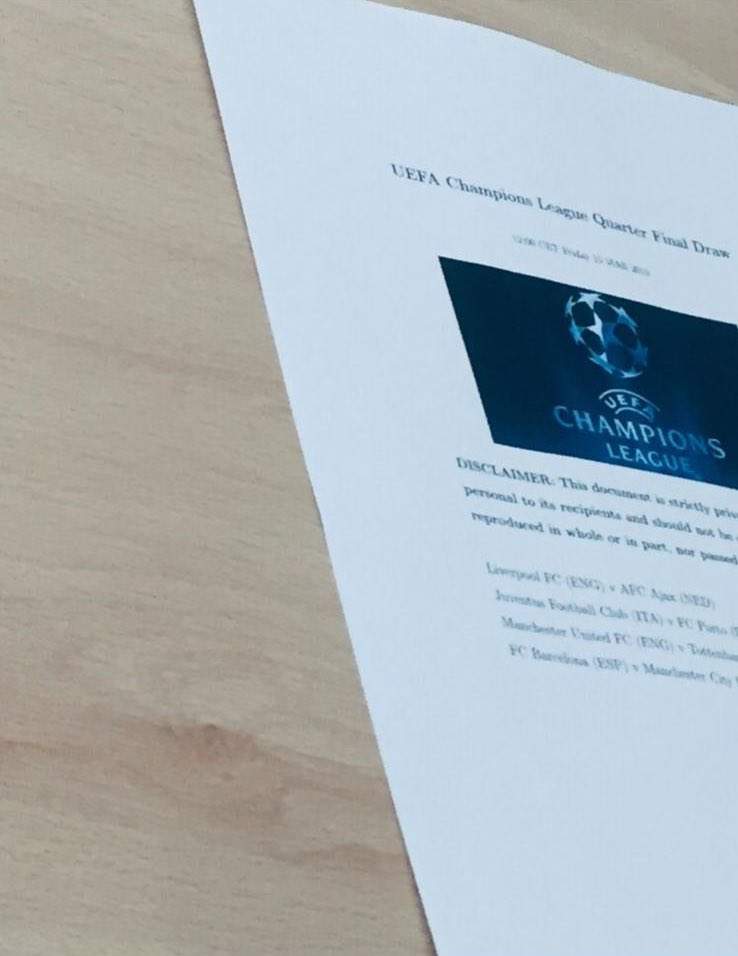 Champions League quarter-final draw 'leaked' and it is Man City vs Barcelona (see full fixtures)