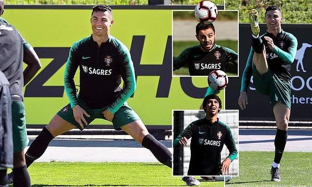 Ronaldo shows amazing skills as he trains with Portugal squad in Lisbon (photos)