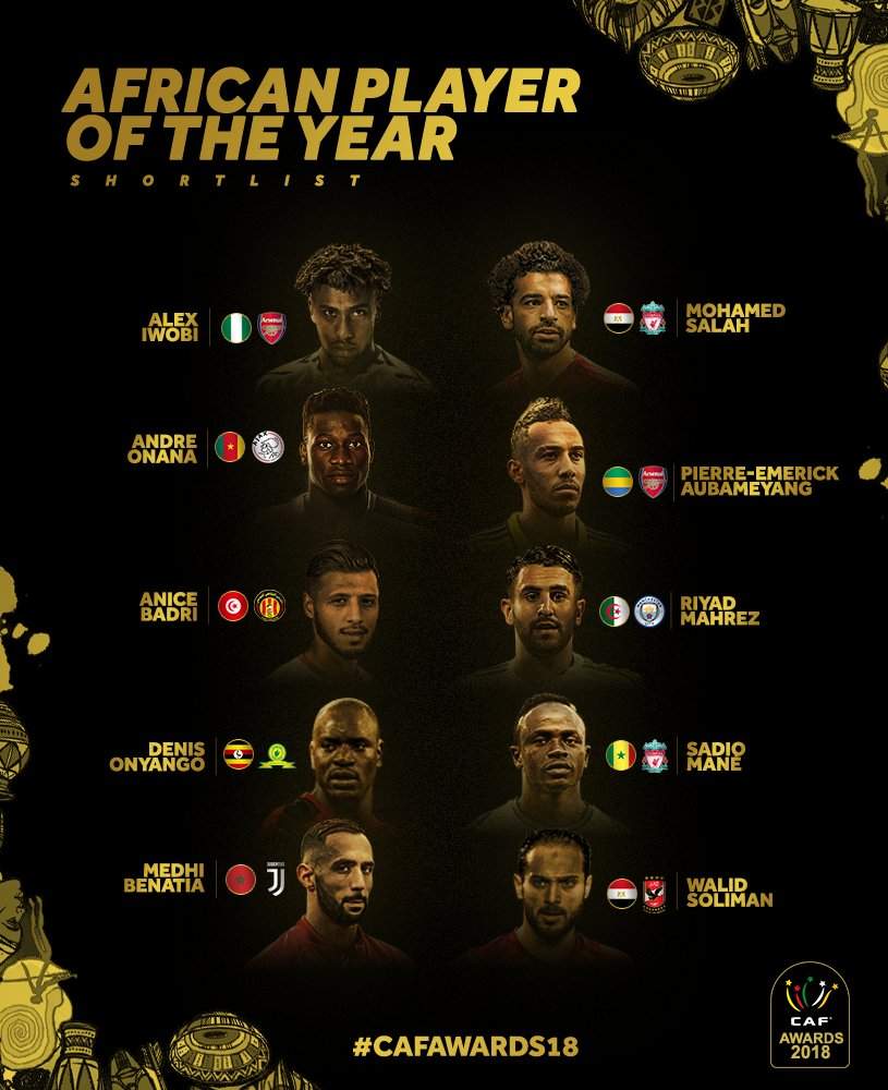 Ighalo, Musa missing as Iwobi makes 10-man shortlist for 2018 African footballer of the year award