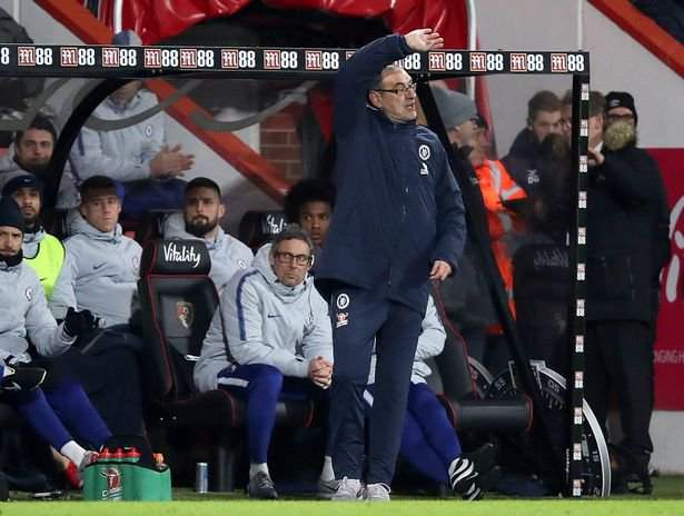 Tension as Maurizio Sarri 'attacks' Chelsea players after disappointing Bournemouth defeat