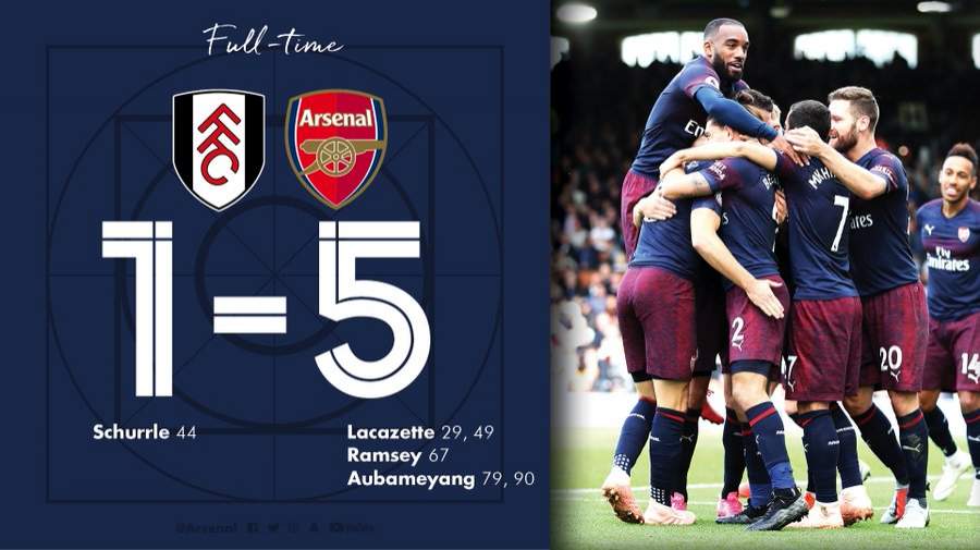5-star Arsenal demolish Fulham in London derby to go fourth in the EPL standings