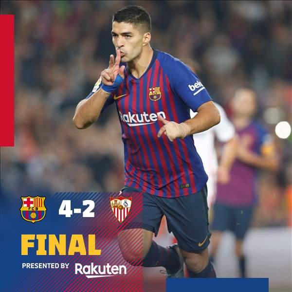 Messi, Suarez inspire Barcelona to 4-2 win over Sevilla at Camp Nou