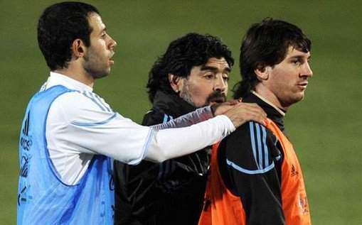Diego Maradona gives Lionel Messi important advice after Argentina's poor outing in Russia