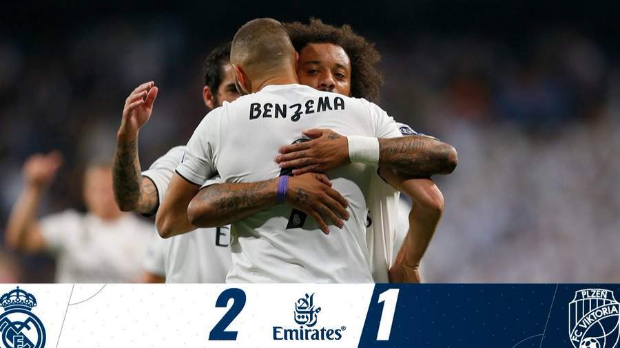 Benzema, Marcelo scores as Real Madrid get much-needed win against Viktoria Plzen in UCL tie