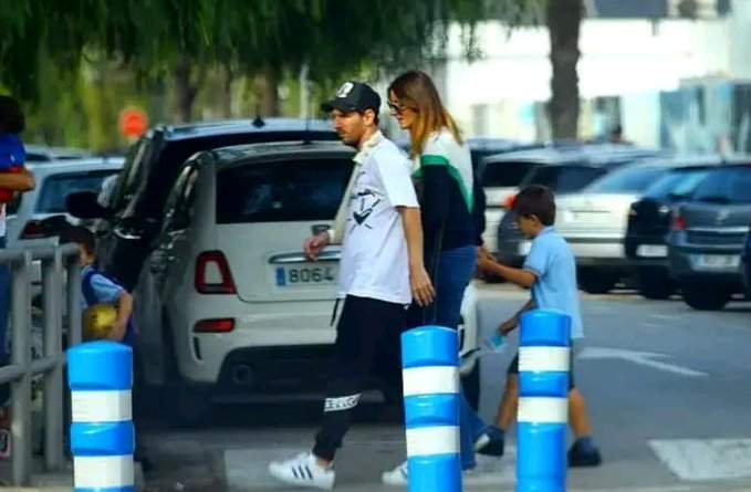 Barcelona star Lionel Messi pictured wearing sling for the first time after breaking his arm (Photos)
