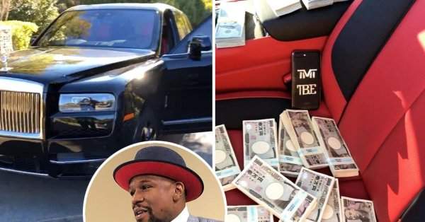 Mayweather shows off millions of cash after win over Japanese kick-boxer (photo)