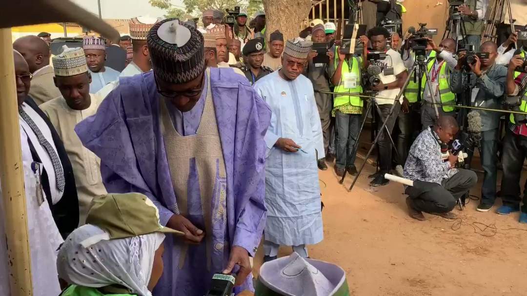 Videos: See The Moment President Buhari And Wife Arrived Polling Unit To Vote