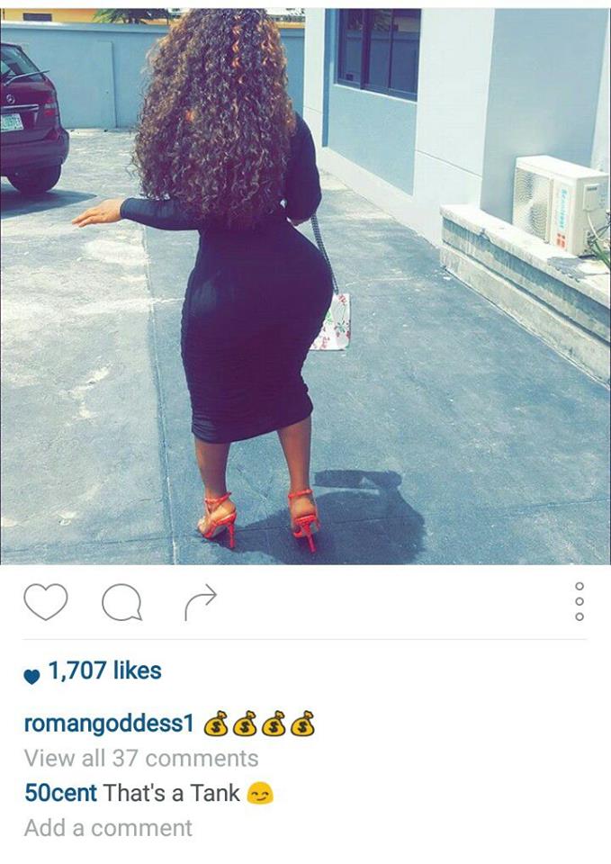 50Cent storms IG page of endowed Nigerian girl Roman goddess to praise her ass