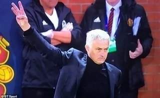 Jose Mourinho makes funny gesture to Juventus fans after they insulted him (Photo)