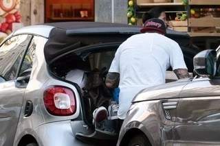 Famous footballer spotted driving a tiny smart car (photos)