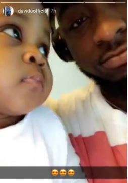 Davido pictured with his second daughter, Hailey (Instastory/DavidoOficial)